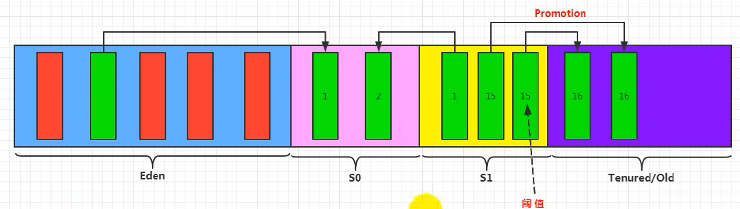 当次数达到15次后晋升至老年代